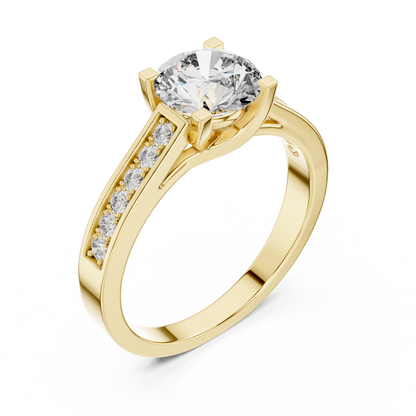 Round Cut Engagement Ring with Channel Set Side Accent Diamonds in Rose Gold