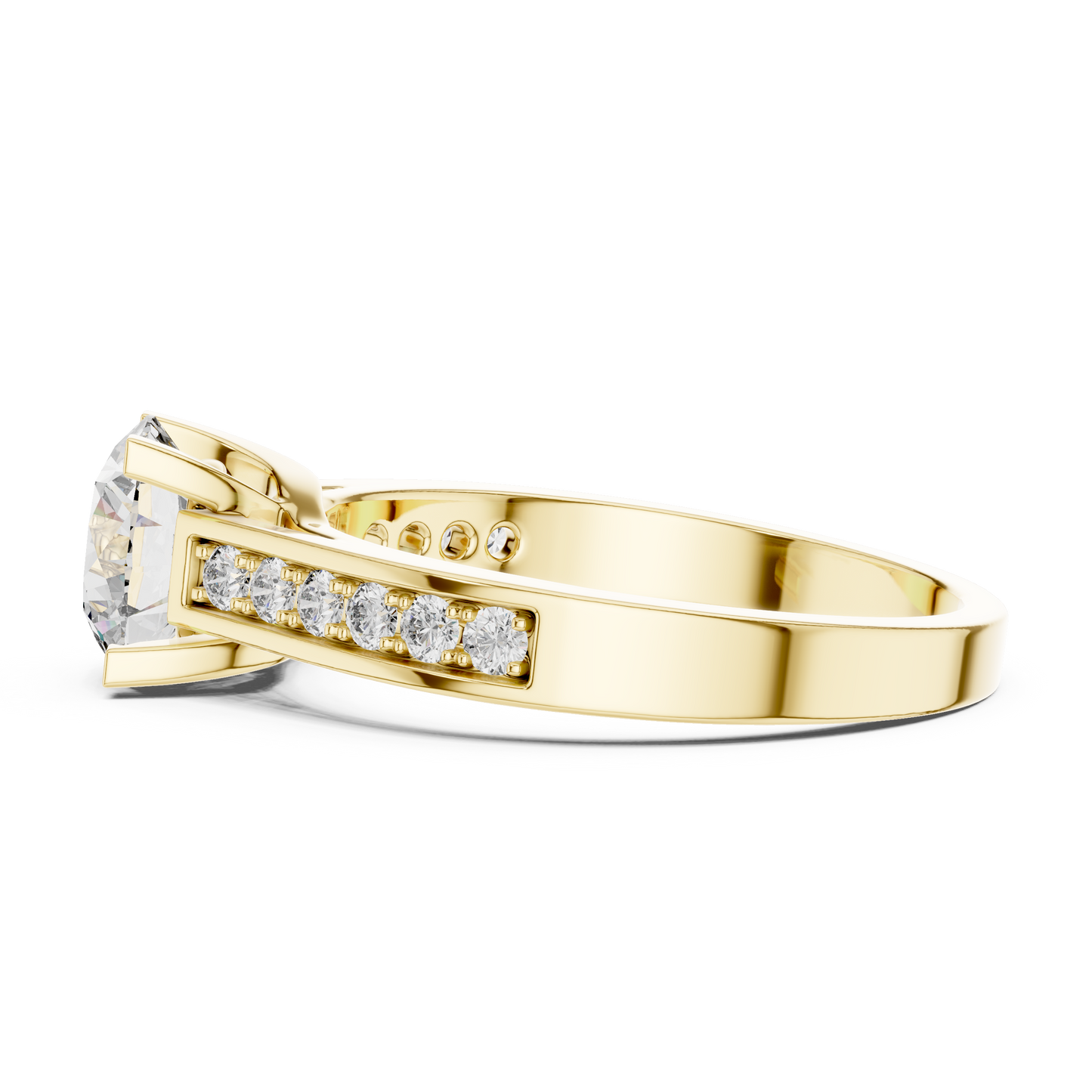 Round Cut Engagement Ring with Channel Set Side Accent Diamonds in Rose Gold