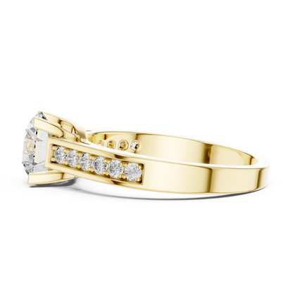 Round Cut Engagement Ring with Channel Set Side Accent Diamonds in Rose Gold