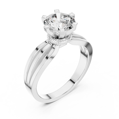 Classic Round Cut Solitaire Ring with Split Shank in Yellow Gold