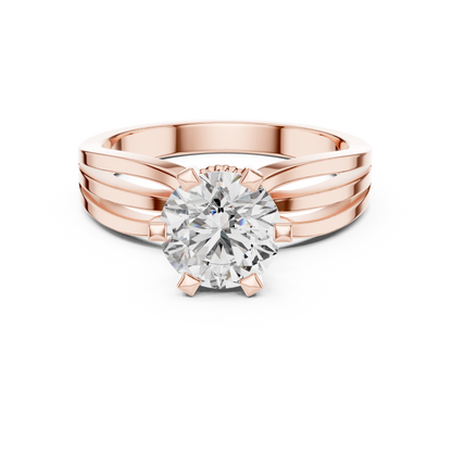 Classic Round Cut Solitaire Ring with Split Shank in Yellow Gold