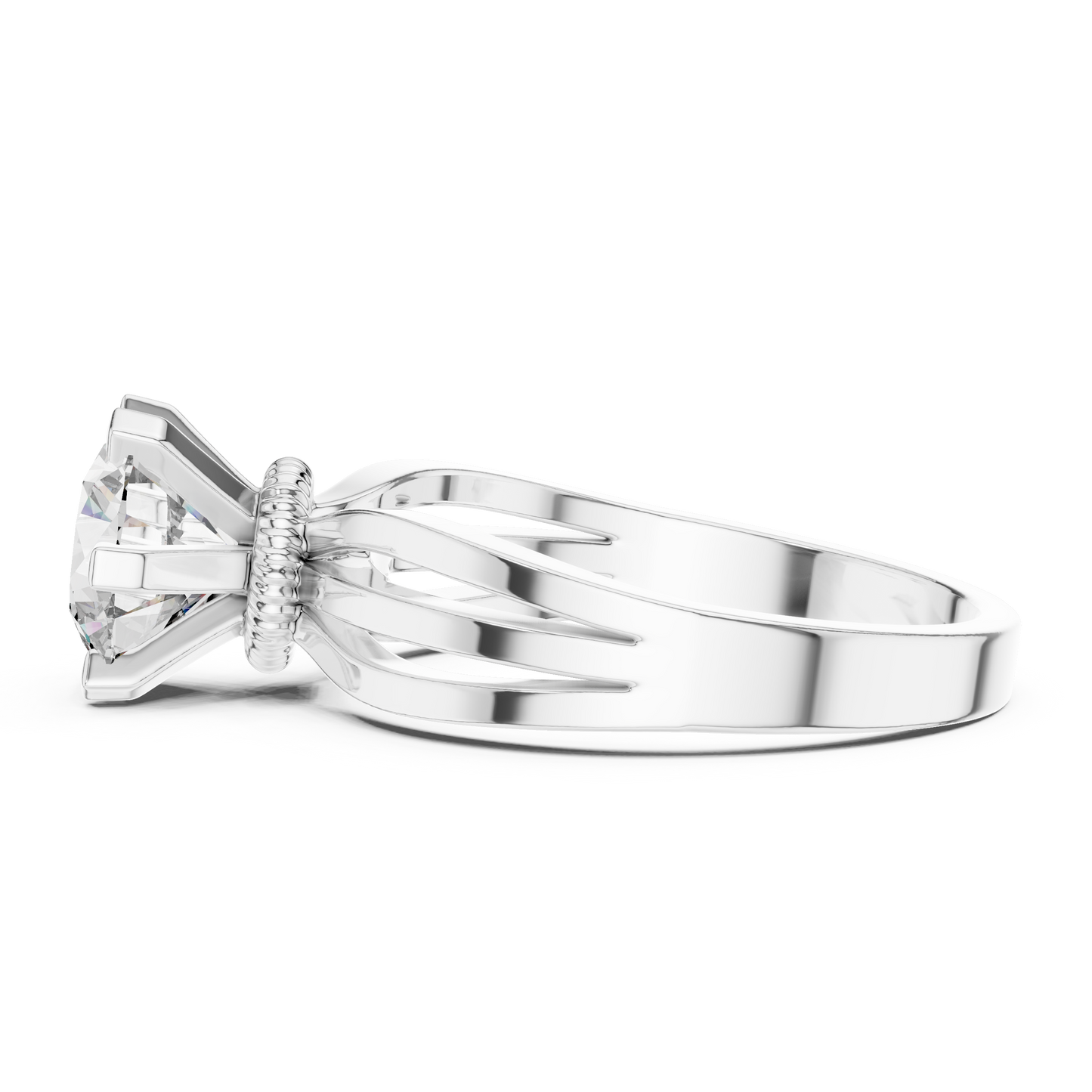 Classic Round Cut Solitaire Ring with Split Shank in Yellow Gold