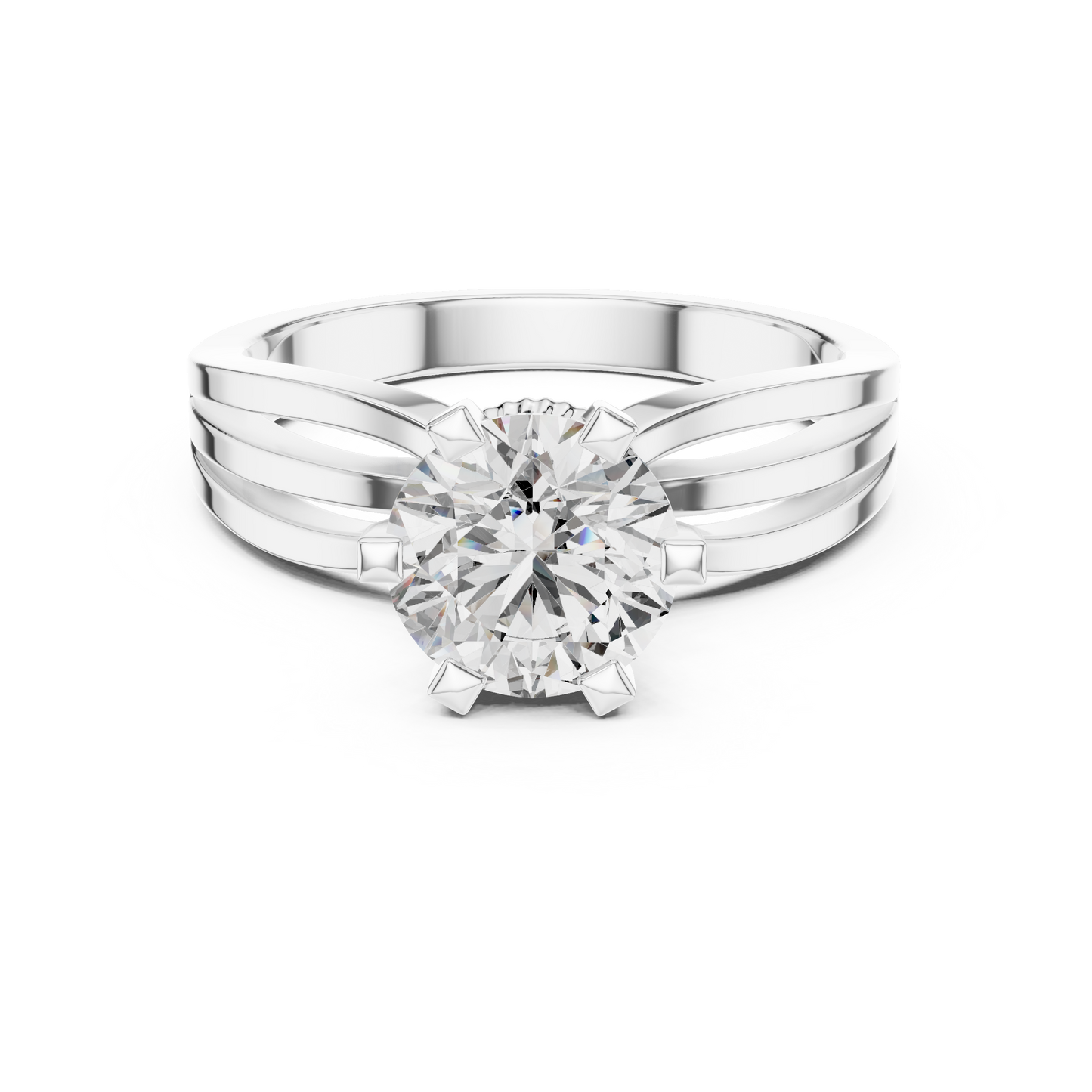 Classic Round Cut Solitaire Ring with Split Shank in Yellow Gold