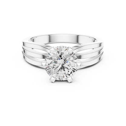 Classic Round Cut Solitaire Ring with Split Shank in Yellow Gold