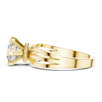 Classic Round Cut Solitaire Ring with Split Shank in Yellow Gold