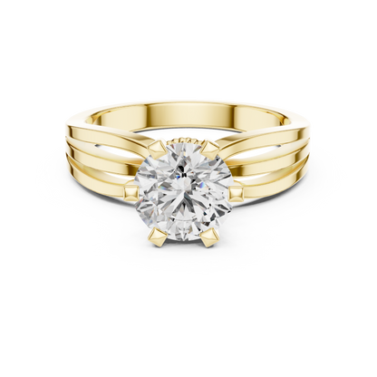Classic Round Cut Solitaire Ring with Split Shank in Yellow Gold