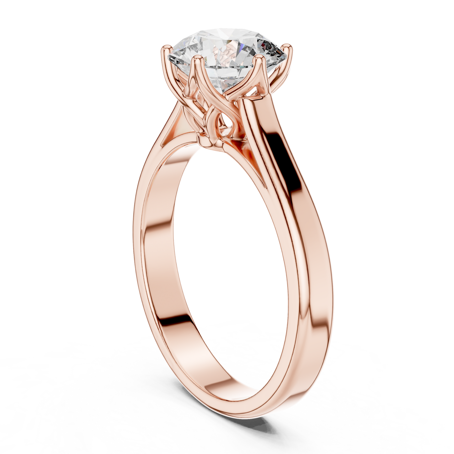 Classic Round Brilliant Solitaire Ring in White Gold | Six-Prong Cathedral Setting