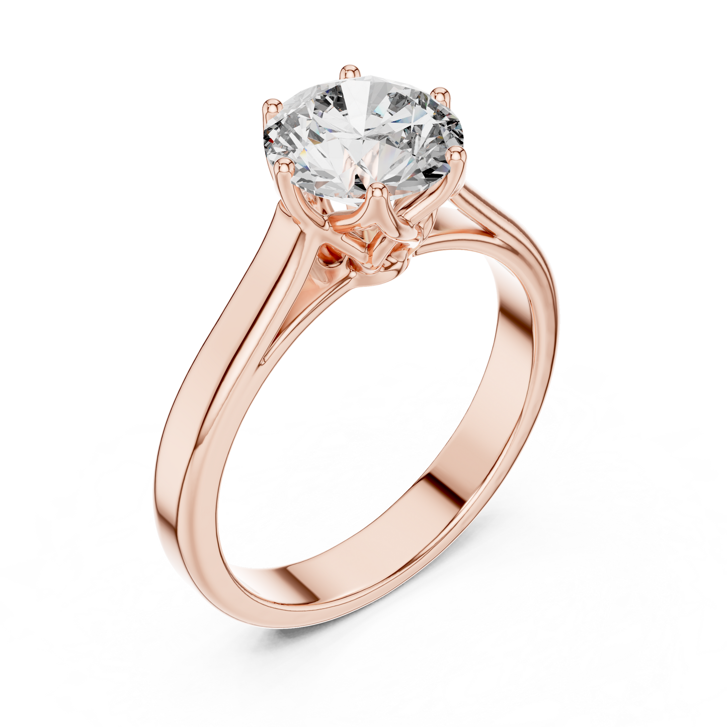 Classic Round Brilliant Solitaire Ring in White Gold | Six-Prong Cathedral Setting