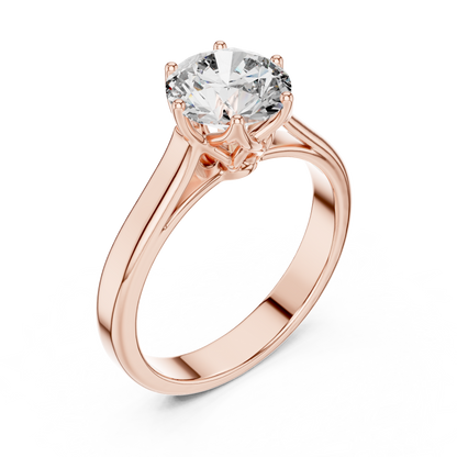 Classic Round Brilliant Solitaire Ring in White Gold | Six-Prong Cathedral Setting