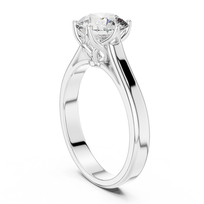 Classic Round Brilliant Solitaire Ring in White Gold | Six-Prong Cathedral Setting
