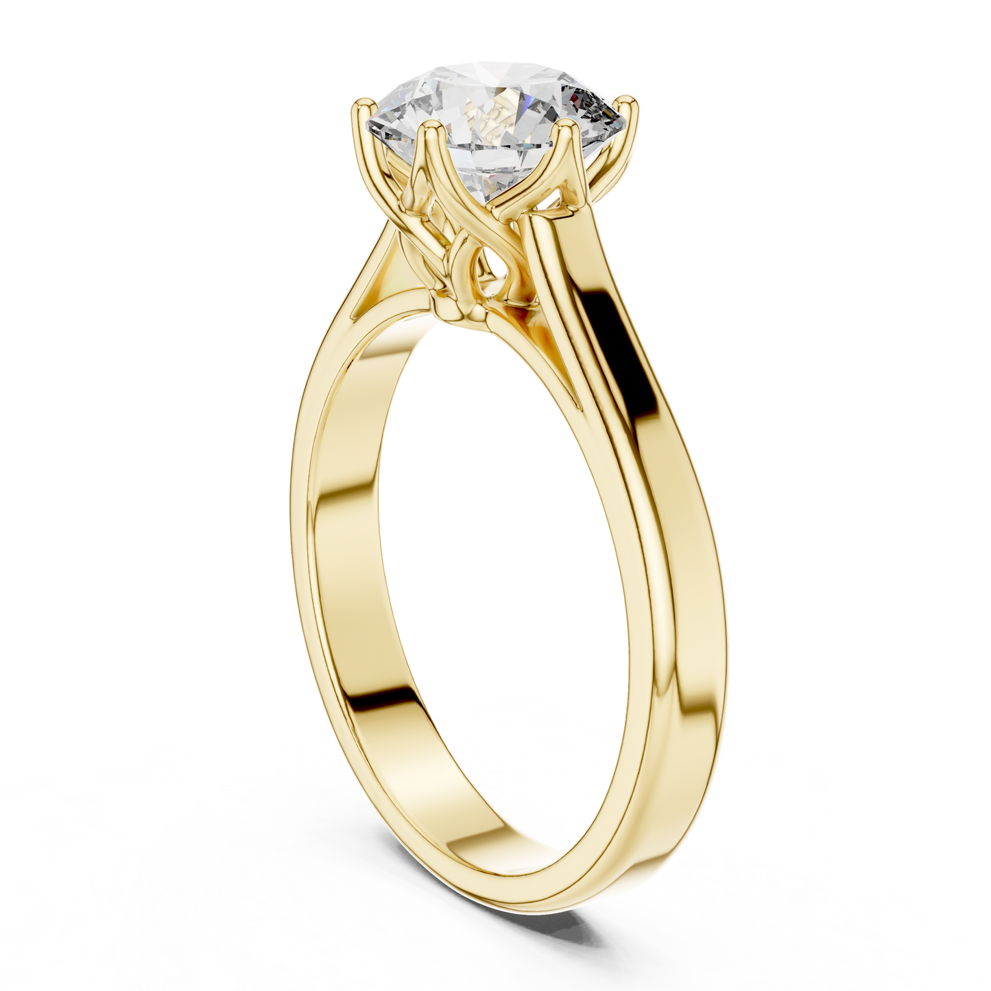 Classic Round Brilliant Solitaire Ring in White Gold | Six-Prong Cathedral Setting