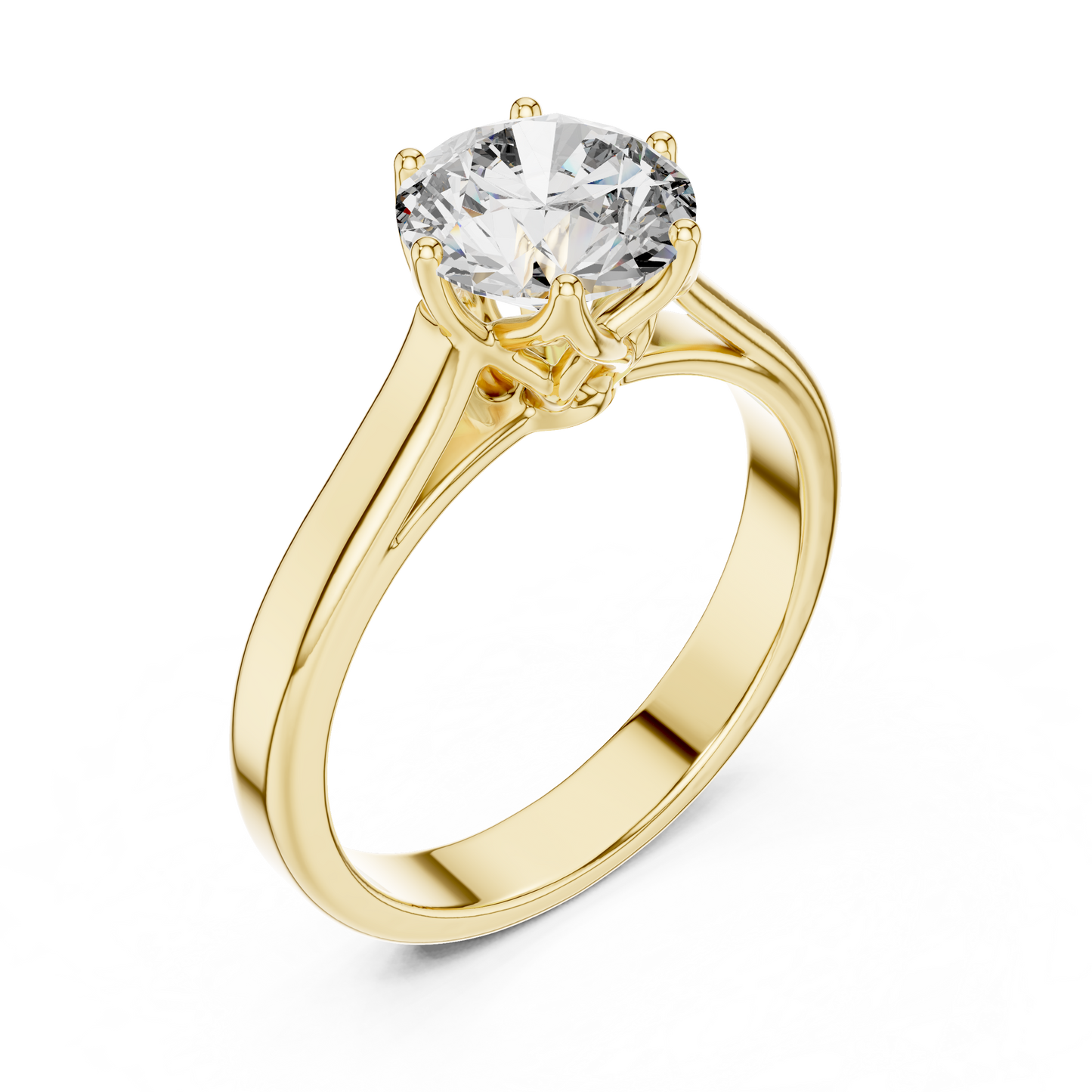 Classic Round Brilliant Solitaire Ring in White Gold | Six-Prong Cathedral Setting