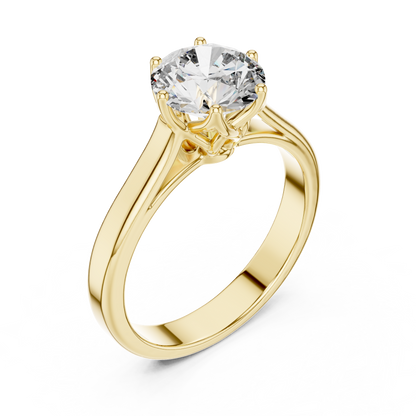 Classic Round Brilliant Solitaire Ring in White Gold | Six-Prong Cathedral Setting