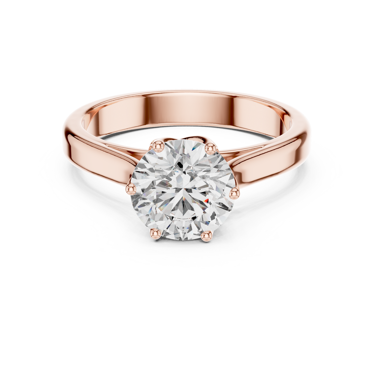 Classic Round Brilliant Solitaire Ring in White Gold | Six-Prong Cathedral Setting