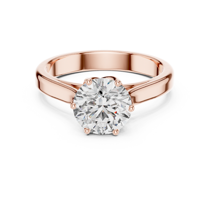 Classic Round Brilliant Solitaire Ring in White Gold | Six-Prong Cathedral Setting
