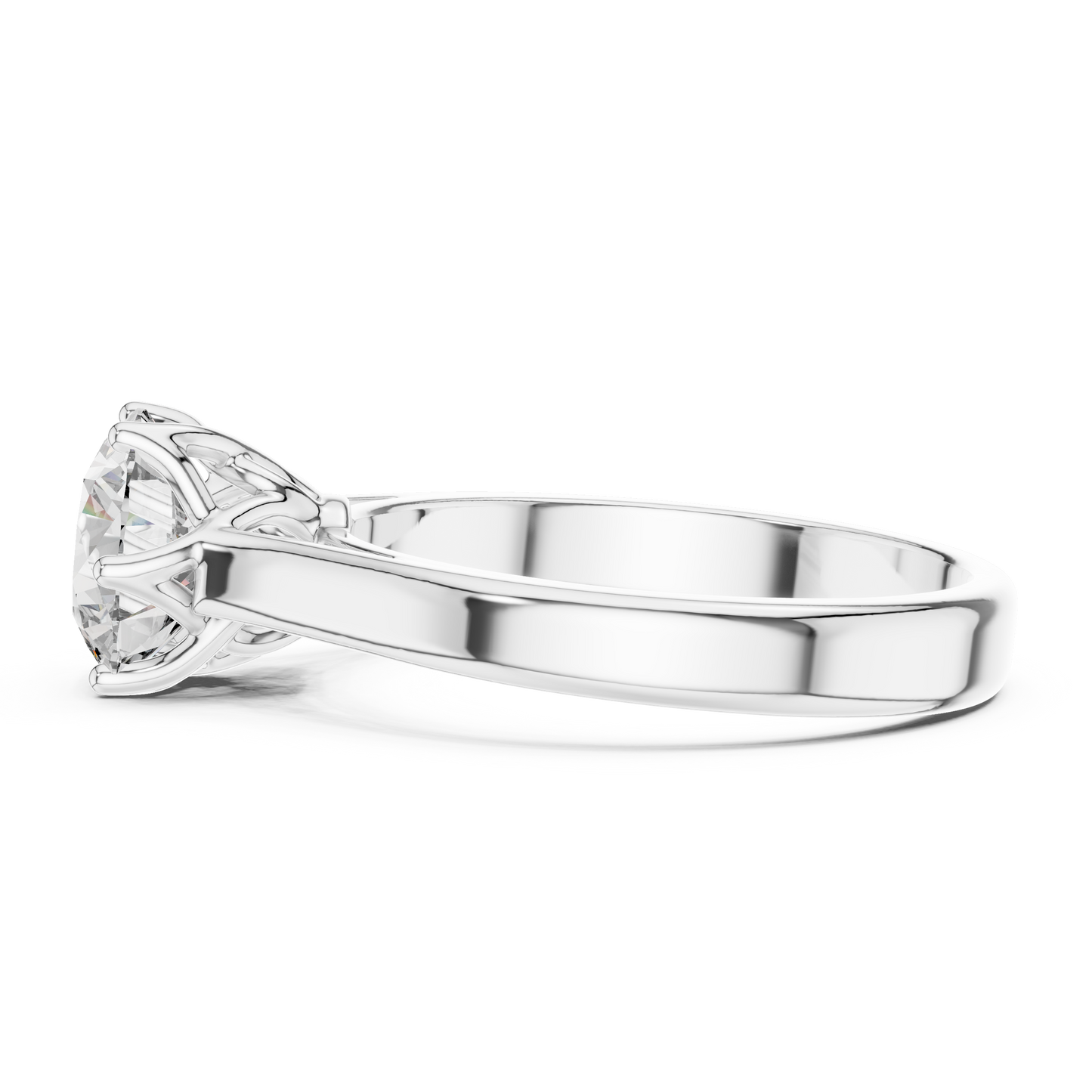 Classic Round Brilliant Solitaire Ring in White Gold | Six-Prong Cathedral Setting