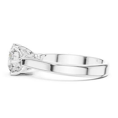 Classic Round Brilliant Solitaire Ring in White Gold | Six-Prong Cathedral Setting