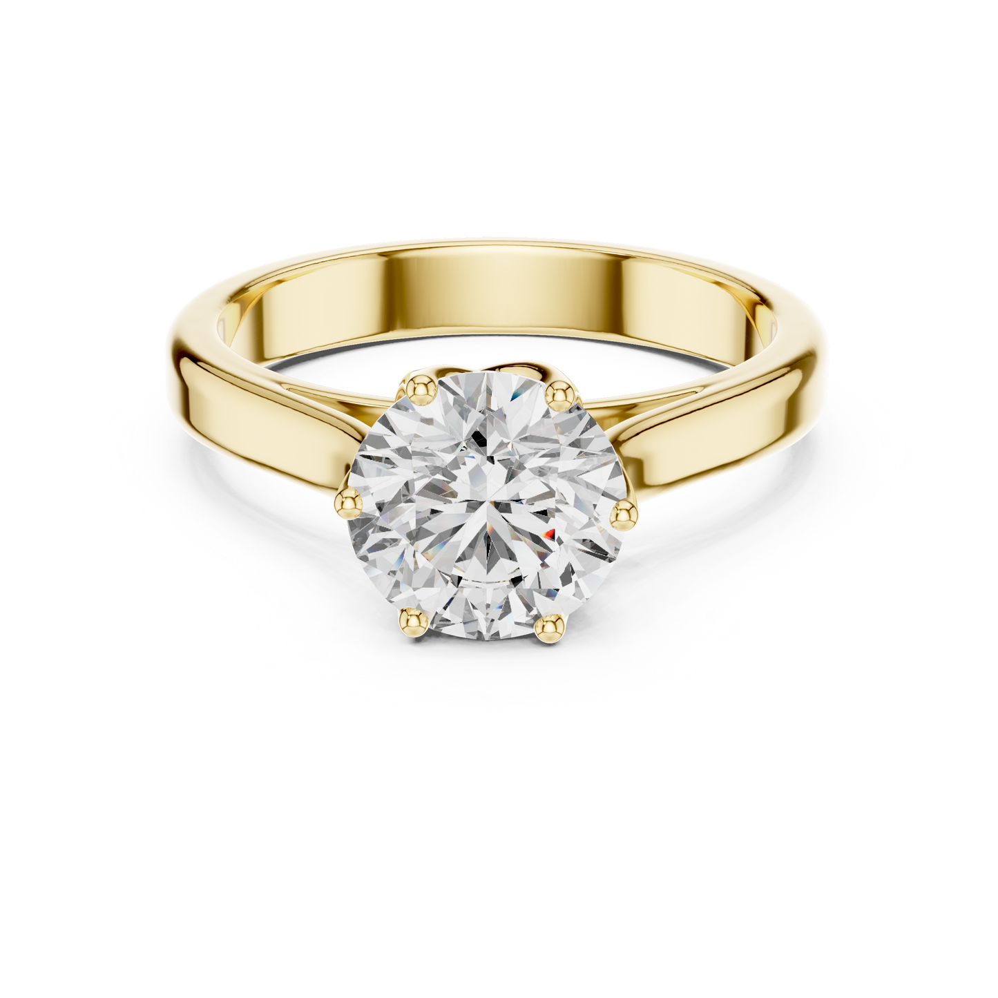 Classic Round Brilliant Solitaire Ring in White Gold | Six-Prong Cathedral Setting