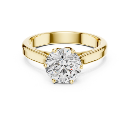 Classic Round Brilliant Solitaire Ring in White Gold | Six-Prong Cathedral Setting