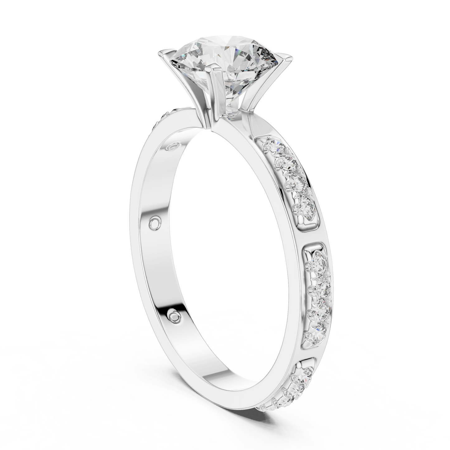 Round Cut Lab-Grown Diamond Engagement Ring with Channel-Set Side Accents in Rose Gold