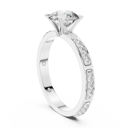 Round Cut Lab-Grown Diamond Engagement Ring with Channel-Set Side Accents in Rose Gold