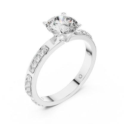 Round Cut Lab-Grown Diamond Engagement Ring with Channel-Set Side Accents in Rose Gold