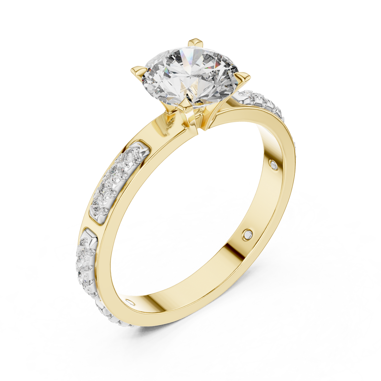 Round Cut Lab-Grown Diamond Engagement Ring with Channel-Set Side Accents in Rose Gold