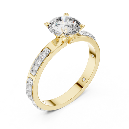 Round Cut Lab-Grown Diamond Engagement Ring with Channel-Set Side Accents in Rose Gold