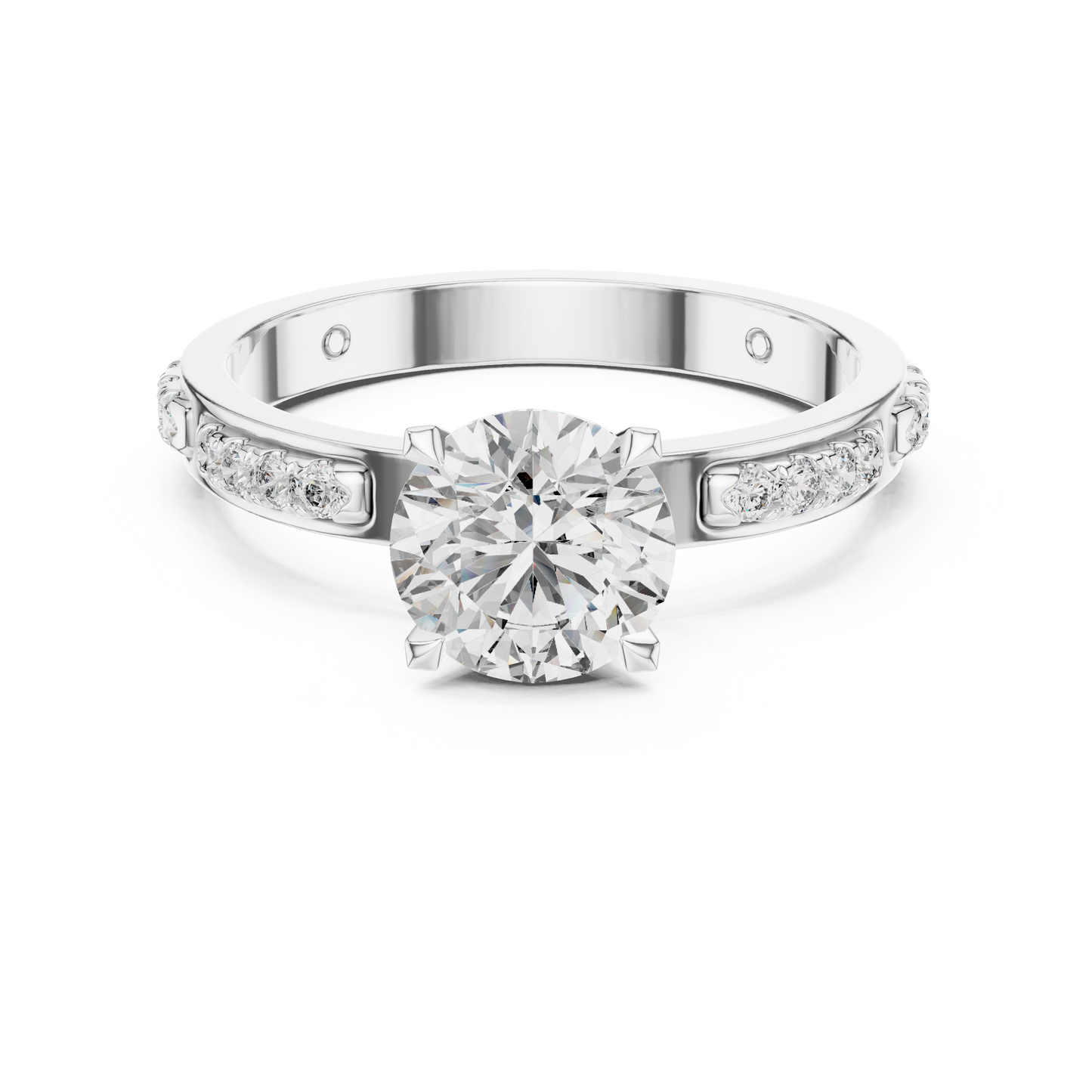 Round Cut Lab-Grown Diamond Engagement Ring with Channel-Set Side Accents in Rose Gold