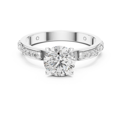 Round Cut Lab-Grown Diamond Engagement Ring with Channel-Set Side Accents in Rose Gold