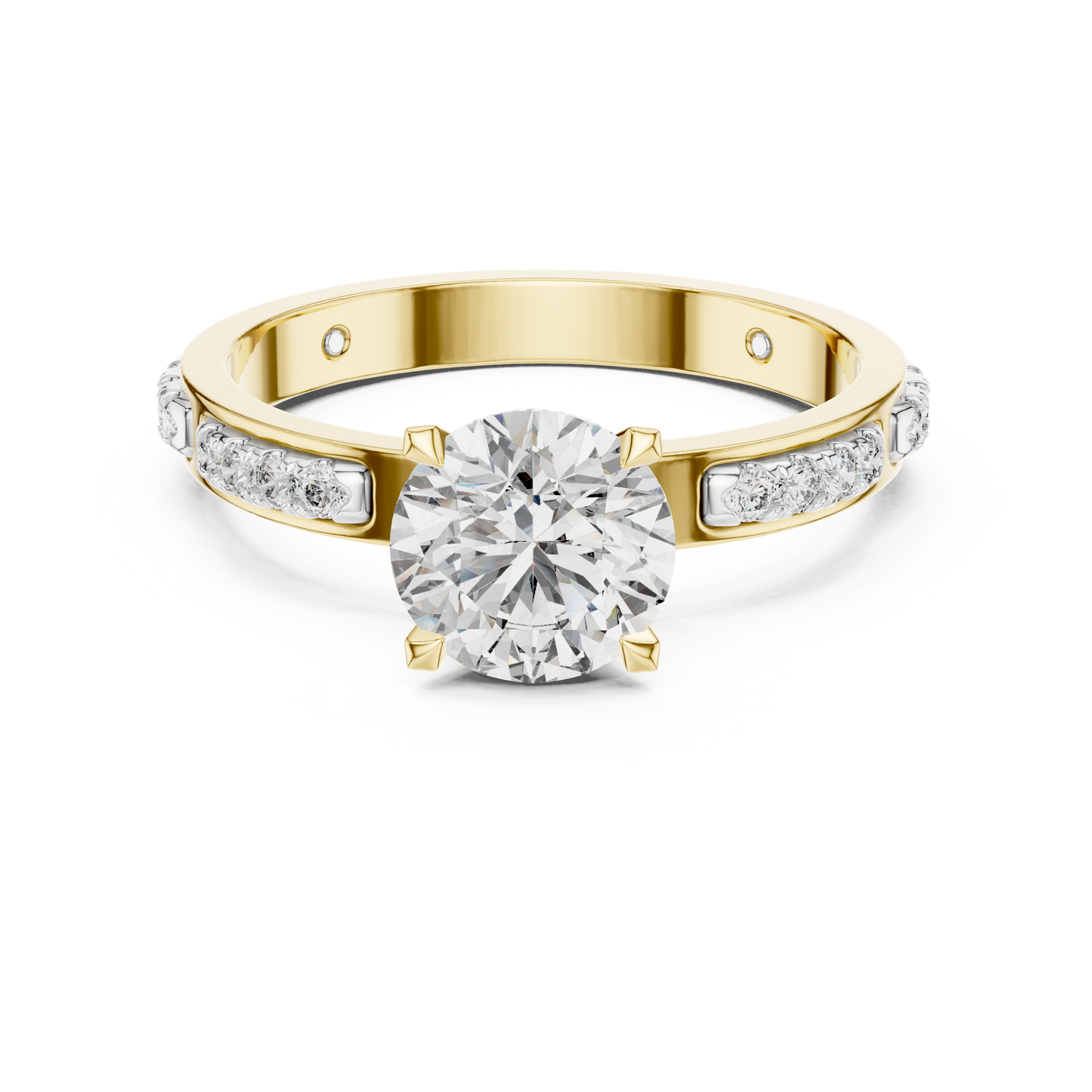Round Cut Lab-Grown Diamond Engagement Ring with Channel-Set Side Accents in Rose Gold