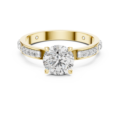 Round Cut Lab-Grown Diamond Engagement Ring with Channel-Set Side Accents in Rose Gold