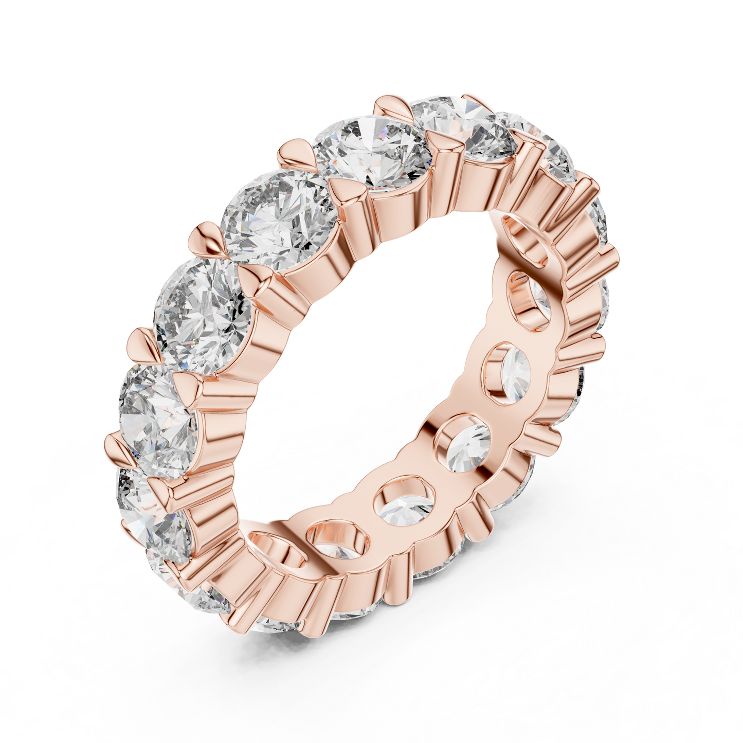 Round Brilliant Lab-Grown Diamond Full Eternity Matching Rings in White Gold