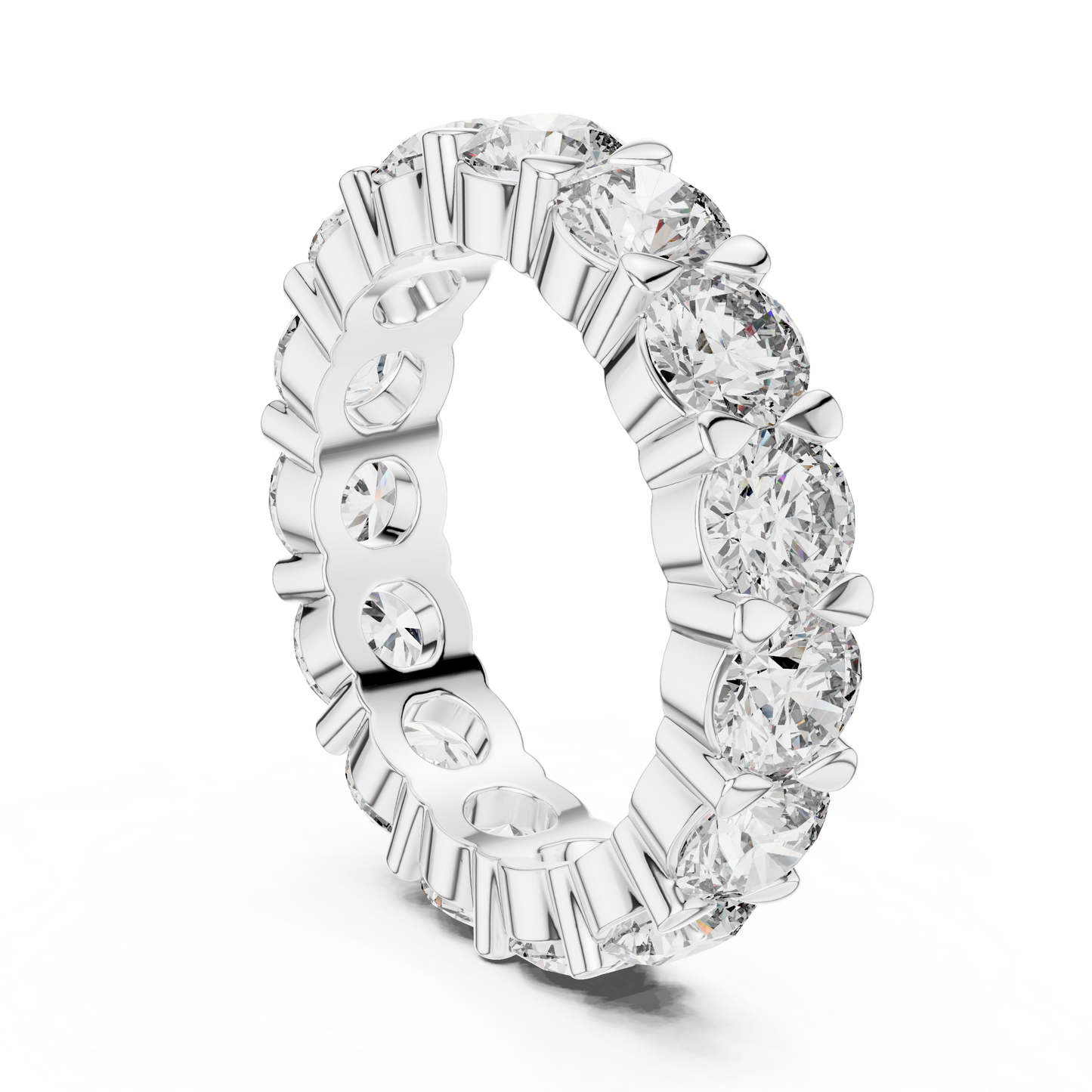Round Brilliant Lab-Grown Diamond Full Eternity Matching Rings in White Gold