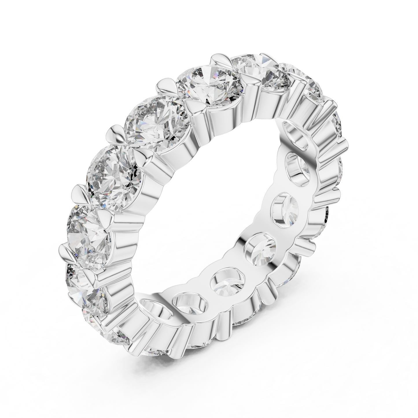 Round Brilliant Lab-Grown Diamond Full Eternity Matching Rings in White Gold