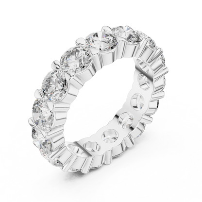 Round Brilliant Lab-Grown Diamond Full Eternity Matching Rings in White Gold