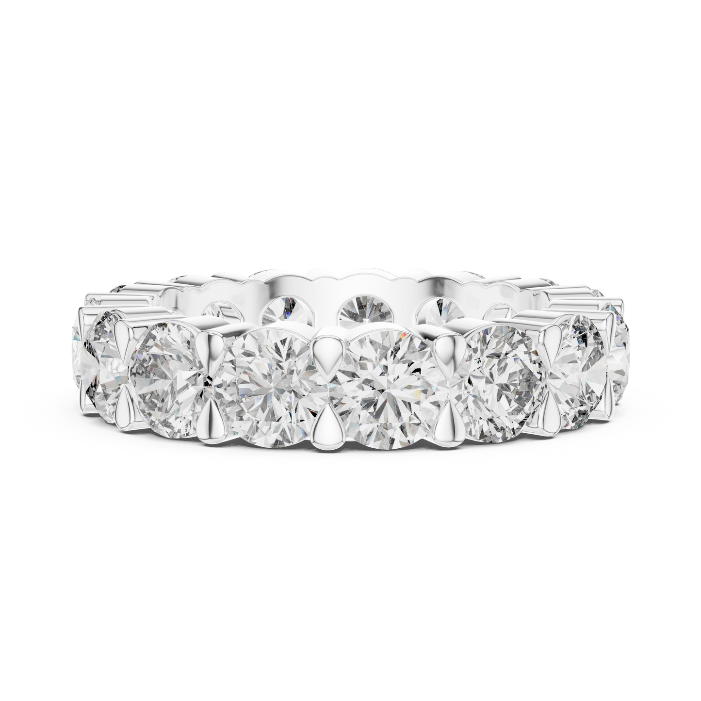 Round Brilliant Lab-Grown Diamond Full Eternity Matching Rings in White Gold