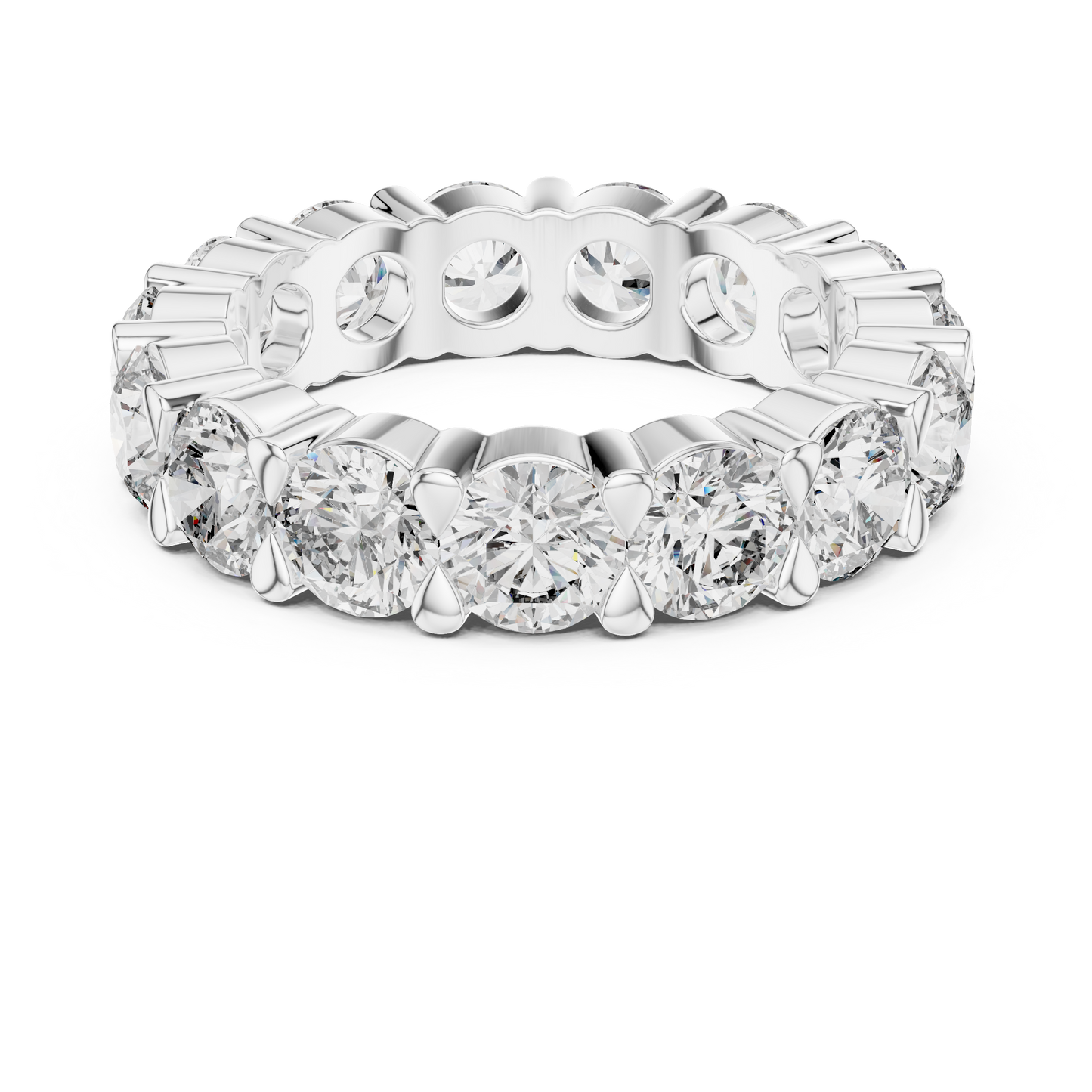 Round Brilliant Lab-Grown Diamond Full Eternity Matching Rings in White Gold