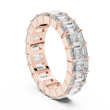 Emerald Cut Lab-Grown Diamond Full Eternity Matching Ring in Yellow Gold