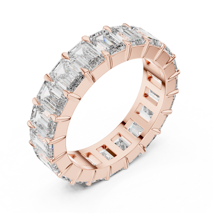 Emerald Cut Lab-Grown Diamond Full Eternity Matching Ring in Yellow Gold