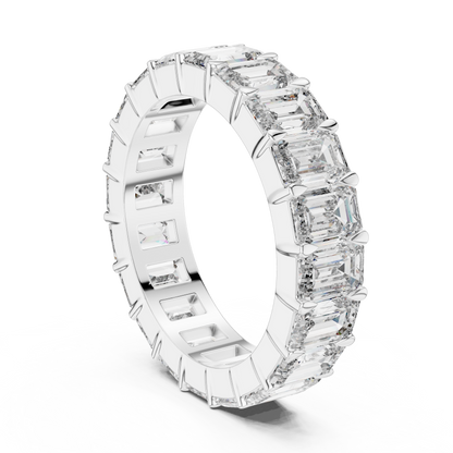 Emerald Cut Lab-Grown Diamond Full Eternity Matching Ring in Yellow Gold