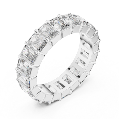 Emerald Cut Lab-Grown Diamond Full Eternity Matching Ring in Yellow Gold