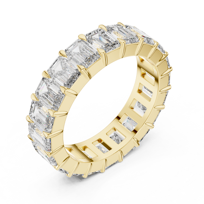 Emerald Cut Lab-Grown Diamond Full Eternity Matching Ring in Yellow Gold