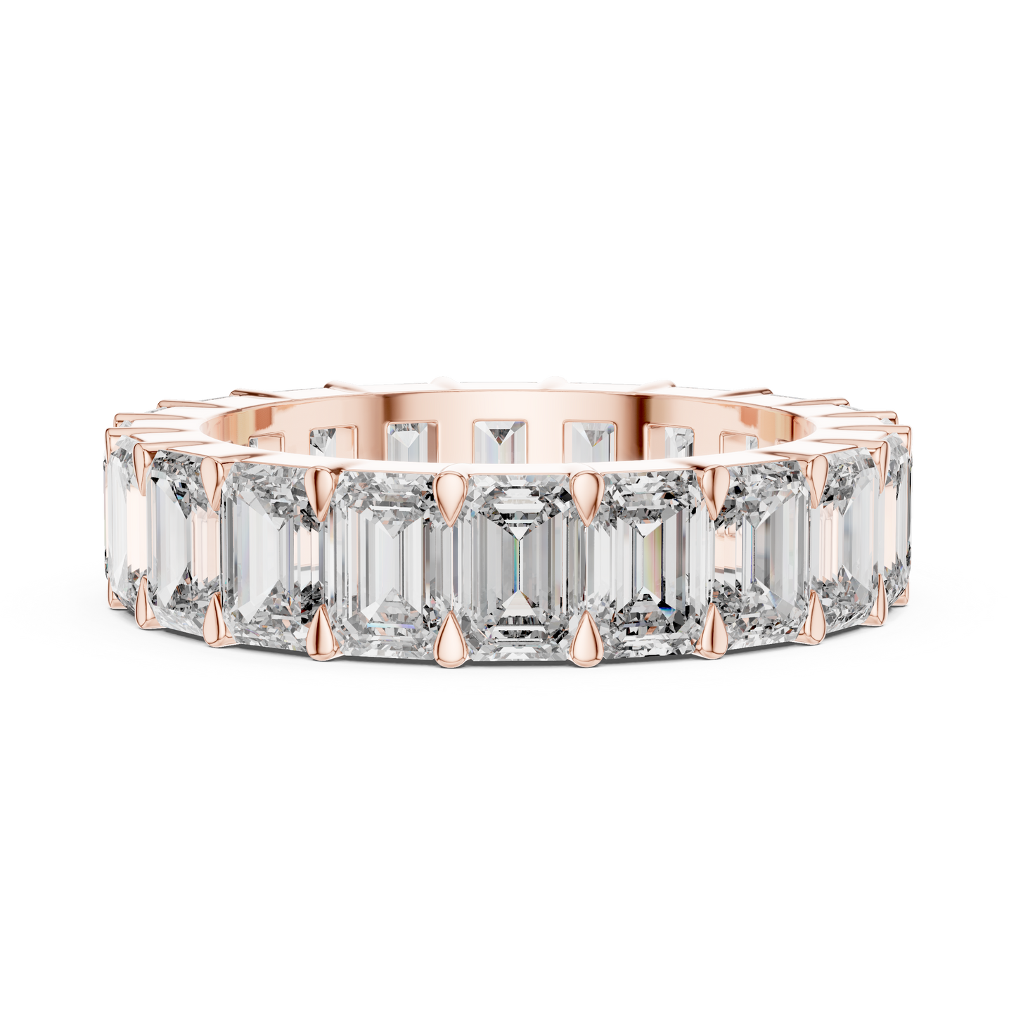 Emerald Cut Lab-Grown Diamond Full Eternity Matching Ring in Yellow Gold