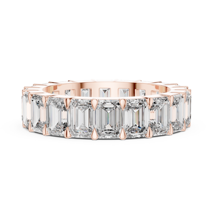 Emerald Cut Lab-Grown Diamond Full Eternity Matching Ring in Yellow Gold