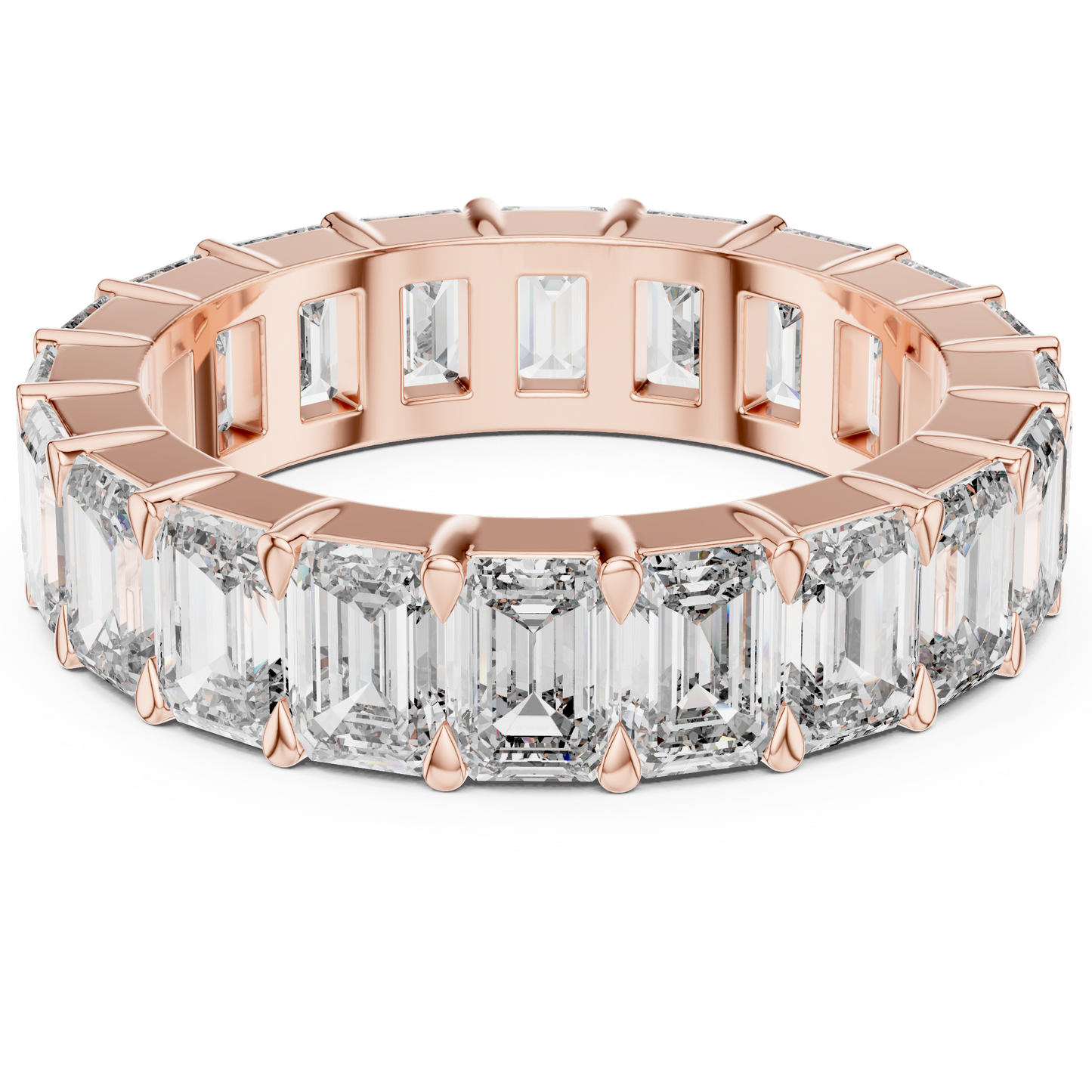Emerald Cut Lab-Grown Diamond Full Eternity Matching Ring in Yellow Gold