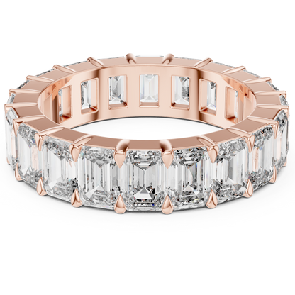Emerald Cut Lab-Grown Diamond Full Eternity Matching Ring in Yellow Gold