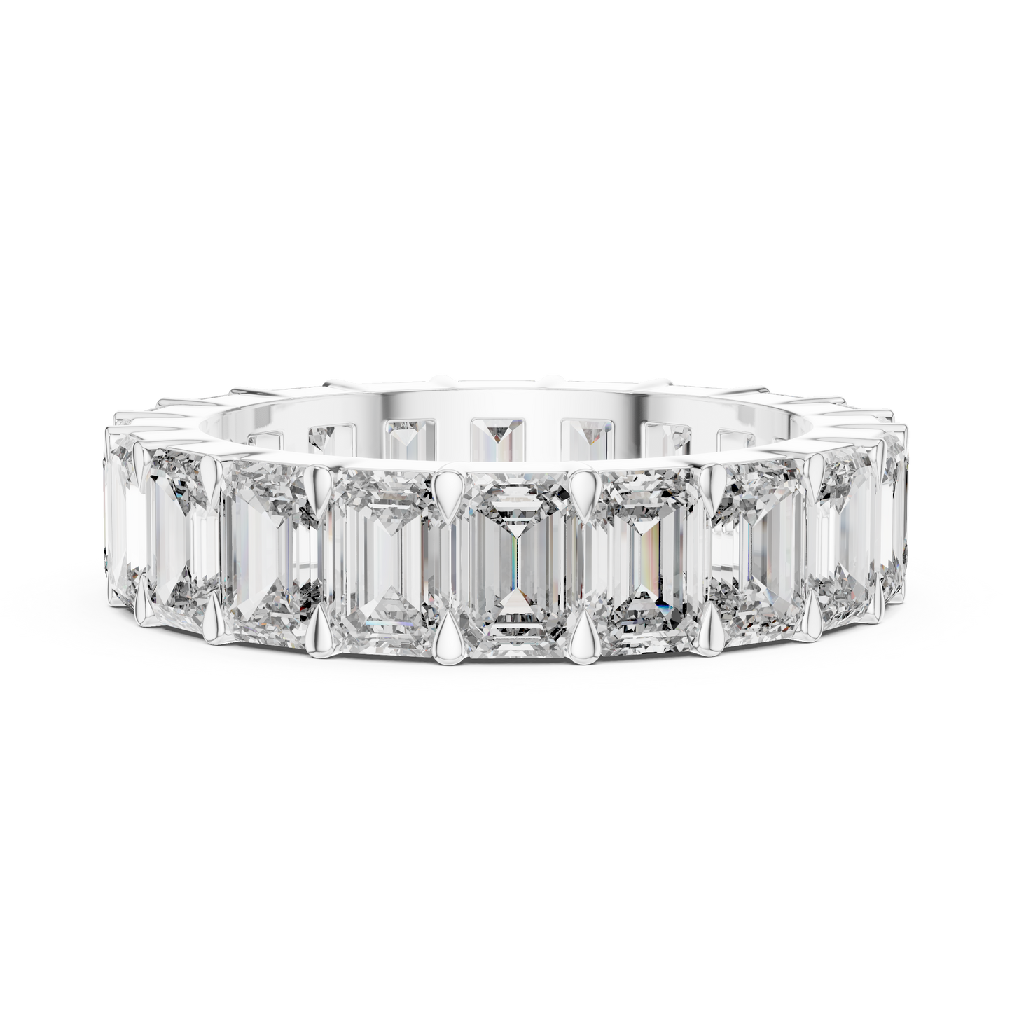Emerald Cut Lab-Grown Diamond Full Eternity Matching Ring in Yellow Gold