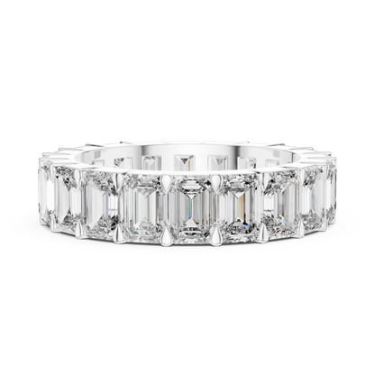 Emerald Cut Lab-Grown Diamond Full Eternity Matching Ring in Yellow Gold