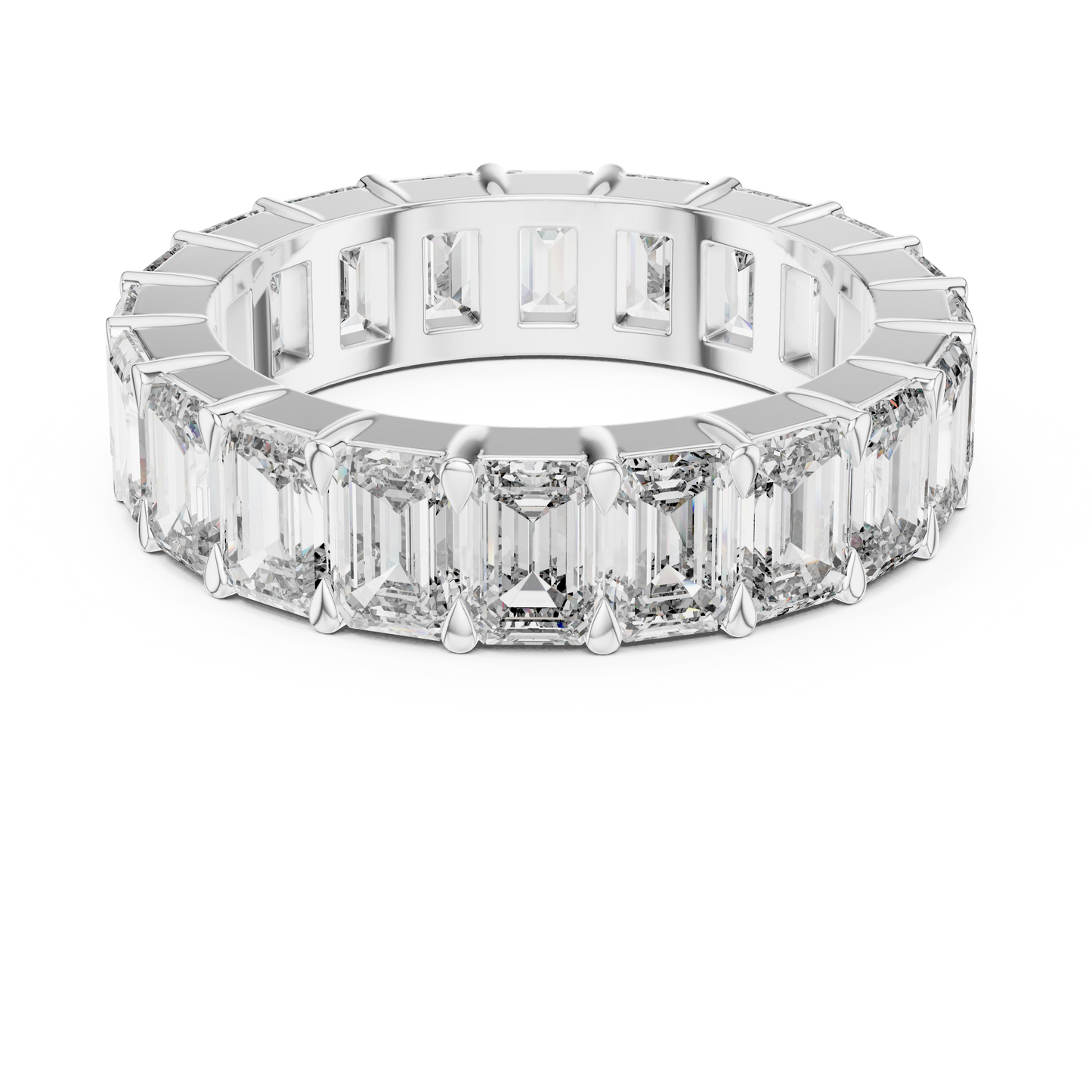 Emerald Cut Lab-Grown Diamond Full Eternity Matching Ring in Yellow Gold